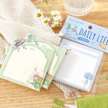 100 Sheets Plant-Themed Self-Healing Checklist Memo Pad, Non-Sticky Notes, Hand-Drawn Illustrations, Brick-Shaped, Suitable For Journaling, Writing, Stationery, Back To School Essential - Multicolor - View 7