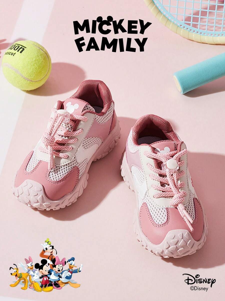 Disney 1 Pair  Collaboration Children's Sneakers, Suitable For Daily Wear, Festivals, Sports, Outdoor Activities, Comfortable, Non-Slip, Breathable (Boys' Sneakers, Boys' Skate Shoes, Children's Sneakers, Girls' Sneakers, Girls' Skate Shoes) - Pink - View 1