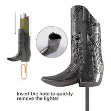 Cowboy Boot Lighter Sleeve Cover Lighter Sleeve Cover For Mini Bic J5 Accessories Decoration For Everyday Carry Or Travel Gift - Black - View 3