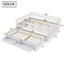 Bed Frames - White + Wood + 140cm*200cm - View 3