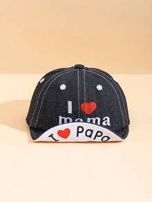 1pc Baby Summer Thin "I Love Mama/Papa" Embroidered Denim Baseball Cap, Fashionable & Cute Versatile Hat, Soft & Comfortable Sun Protection, Suitable For 1-2 Years Old Toddlers Outdoor Play And Daily Wear, Can Be Used As Holiday Gift - Multicolor - View 10