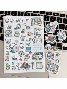 1pc Crystal Sticker Transfer Sticker, UV Cute Notebook Phone Sticker, Student Planner Decor DIY Waterproof Decorative Sticker - Cute - View 2