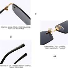 3副/2副/1副男女通用矩形无框时尚金属眼镜，高端眼镜，适合国际时装周、日常生活、社交活动、商务场合、通勤和旅行。 - 彩色 - 查看 5