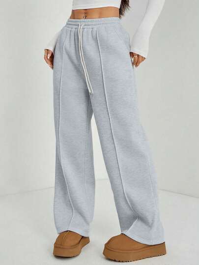 Women's Outdoor Sports Pants, Casual Straight-Leg Pants, Drawstring Elastic Waist Trousers, Suitable For Autumn/Winter Outdoor, Running, Fitness, Gatherings