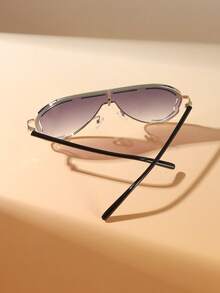 1 PC Women's Vintage Geometric Metal Frame Fashion Glasses, Large Frame, Novelty, Lightweight, Suitable For Beach Parties, Includes Glasses Case - 彩色 - 查看 5