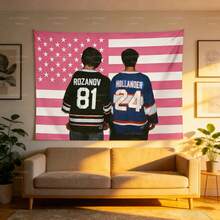 Heated Rivalry Tapestry Rozanov & Hollander 24 Wall Hanging Pink American Hockey Player Poster Fan Room Decor - 彩色 - 查看 2