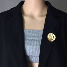 Vintage Geometric Metal Brooch Pins Women Men Fashion Irregular Round Corsage Lapel Badges Coat Sweater Scarves Shawl Dress Accessory Fashion Wedding Party Prom Jewelry Girlfriend Ladies - Màu vàng đồng - Xem 3