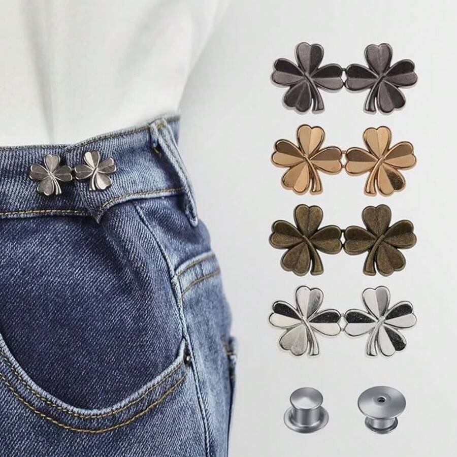 4-Leaf Clover Detachable Buckle Waist Cincher, Adjustable Waist Reducer For Jeans Without Sewing