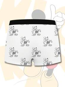 Disney 时尚男士3D快乐印花平角内裤，日常居家必备内衣 - 彩色 - 查看 3