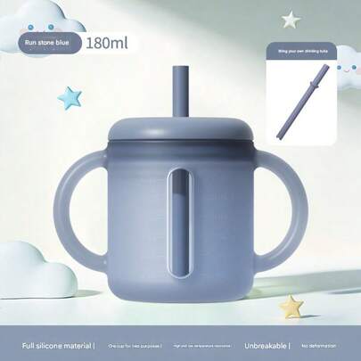 1pc 120ml Baby Silicone Drinking Cup, Anti-Drop Straw Training Cup For Toddlers