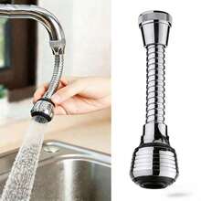 Kitchen Sink Faucet Splash Proof Rotatable Aerator Extender, Water Saving Threaded Spout Shower Head - Silver - View 2