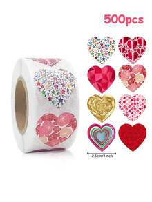500 pièces/rouleau Autocollants en forme de cœur brillants, étiquettes d'amour pour mariage, fête des mères, anniversaire, Saint-Valentin, emballage de cadeaux d'anniversaire, décoration d'enveloppe, artisanat DIY, scrapbooking, décoration de compte à la main, rentrée scolaire, fête, faveurs - amour - Voir 5