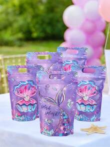 25个美人鱼主题3D手提袋，贝壳珍珠礼品袋，女孩生日派对回礼袋，紫色美人鱼装饰，美人鱼生日派对糖果袋，美人鱼主题派对礼品包装袋，婚礼装饰手提袋，新娘送礼会手提袋，婴儿派对甜点袋，性别揭晓派对手提袋，购物袋，厨房烘焙饼干袋，家居餐饮装饰，房间装饰，生日礼物，派对回礼 - 美人魚 - 查看 5