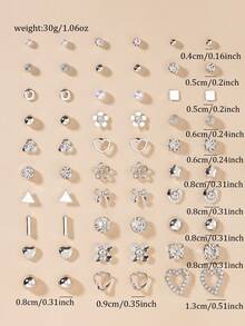 Set 30 Pasang Anting-Anting Wanita dari Logam Halus Berbentuk Pohon, Kerang, Mutiara, dan Hati - Perak - View 5