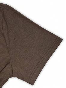 Disney 复古街头风米老鼠字母印花T恤，纹理面料，男士圆领短袖T恤。 - 咖啡棕 - 查看 5