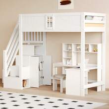 Bed Frames - White + Wood + 90cm*200cm - View 9