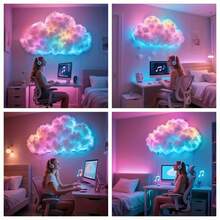 OBOVAY 1pc 200cm/400cm Smart Cloud Lamp, DIY Thunder Cloud LED Light (Single), Rhythm Music Night Light, USB Powered Wall-Mounted Giant Cloud Lamp - Made Of ABS Resin, Dimmable - Colorful Atmosphere Night Light, Ideal For Gaming Room And Party (Light Source Included) - Popular Christmas Gift, Suitable For Office, Bedroom, Gaming Room, Hotel, Party And Restaurant Holiday Decoration - Multicolor - View 8