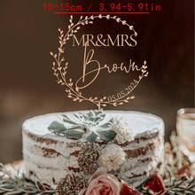 Gold Wedding Cake Topper, Mr & Mrs Cake Topper, Personalized Cake Topper, Wedding Cake Topper, Anniversary Cake Topper, Custom Cake Topper, Rustic Style - F-mr. & Mrs. Cake Label - View 25