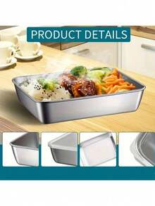 1/6pcs Stainless Steel Airtight Food Storage Containers Set - Stackable, No-Power Salad, Sandwich And Fruit Mix Bowls - Multicolor - View 3