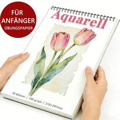 A5/A4 Spiral Bound Watercolor Paper Sketchbook | 100g Acid-Free Watercolor Paper, Tulip Floral Cover Design | 30 Pages, Suitable For Adults, Students And Hobbyists | Compatible With Watercolor, Gouache, Ink, Pencil And Mixed Media | Durable And Easy To Use, Ideal Art Supplies For Home, School, Travel And Studio