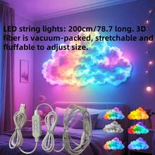 1PC DIY Thundercloud LED Light, Led Wall Lamp, LED Light Strip, LED Cloud Light With Music Rhythm, LED Light String, USB-Powered Wall-Mounted Giant Cloud Lamp, DIY Thundercloud Night Light, Vibrant Mood Night Light, Decorative Lighting, Bedroom LED Light, Ideal Festive Decor For Offices, Bedrooms, Hotels, Parties, And Restaurants - 多色款 - 查看 9