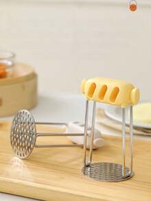 一套三合一多功能土豆泥压泥器，不锈钢土豆压泥器，婴儿辅食制作器，蒜蓉压榨器，厨房工具 - 彩色 - 查看 4