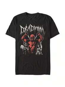Genuine New Retro Wolverine Deadpool Metal Big Tall Comic Print Men's And Women's Short Sleeve Plus Size T-Shirts - Black - View 1