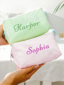 个性化伴娘化妆包，女士大容量网眼化妆包，伴娘礼物，化妆品收纳袋，刺绣字母洗漱包，刺绣化妆包，伴娘化妆包，伴娘礼物，女士礼物，个性化礼物，婚礼派对，礼物，新娘送礼会订婚礼物，休闲都市风，永恒之爱 - 彩色 - 查看 4