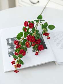 1/80pcs Artificial Rose Flower Bouquet, Home Tabletop Vase Decor, Wedding Decoration, Outdoor Garden Decor, Birthday Party Decor, Photography Prop, Wedding Floral, Desktop Decor, Floral Decor, Artificial Flower, Valentine's Day Decor, Home Decor, Valentine's Day Gift For Boyfriend/Girlfriend - Red - View 4