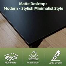 80 Computer Desk, Small Home Office Desk Study Writing Table Small Spaces, Simple PC Gaming Desk, Adjustable Feet, Black - 80 cm + Black - View 10