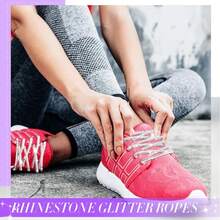 1 Pair 120cm Crystal Diamond Glitter Round Sequin Shoelaces, Suitable For Sneakers - White - View 2