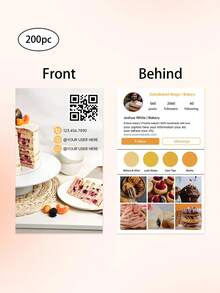 200pcs Personalized Business Cards,Bakery Business Card Template, Customize Photo And Text,Baking Business Cards, Cafe Business Card, Cake Business Card, Custom Design, Business Card, Canva Editable - A - View 11