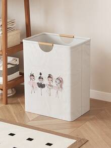 1 szt. Składane pudełko do przechowywania z grafiką portretową, składany kosz na pranie z drewnianą rączką, składany kosz na brudne ubrania do łazienki - Wielokolorowe - Zobacz 9