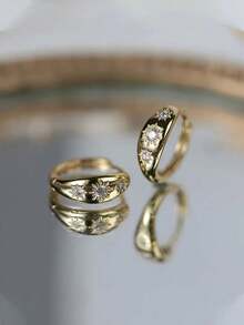 Pendientes de botón minimalistas de metal con forma de girasol, joyería de moda y declaración para fiestas, diseño sencillo, regalo adecuado para mujeres - Dorado - Ver 6