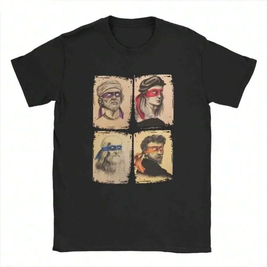 2026Science Turtles T-Shirt Men Mutant Short Sleeve Humor Shirt O-Neck Funny Printed Graphic Cosplay Tees T Shirt - màu đen - Xem 1