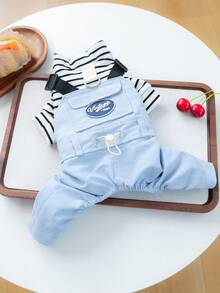 PETCIRCLE 1pc Pet Clothes, Dog/Cat Outfit, Poodle, Teddy, Small Dog/Puppy, Happy Puppy/Kitten, Casual Fashion Cute Comfortable Breathable Overalls, Blue Star - Multicolor - View 8