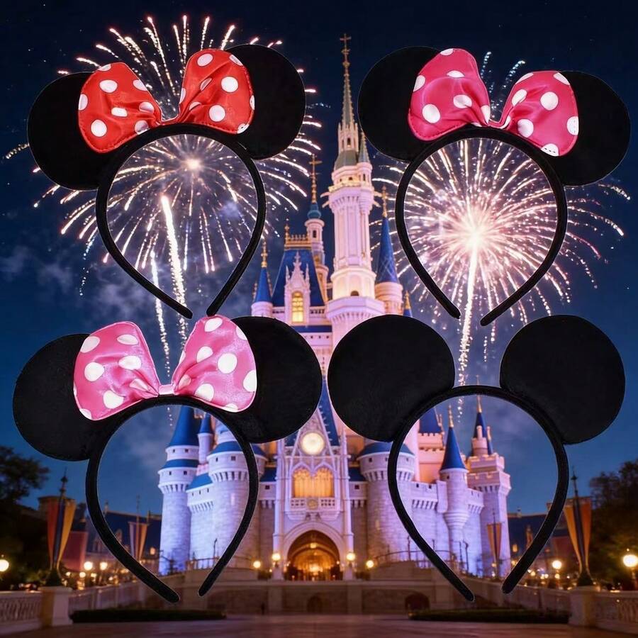 Disney Mickey Mouse Headband, Cute Minnie Mouse Bow Headband, Simple Party Headpiece - Multicolor - View 1