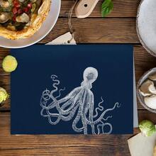 Coastal Octopus Beach Decor Dish Hand Tea Towels For Bathroom Kitchen, Octopus Ocean Nautical Beachy Bathroom Decor, Coastal Nautical Kitchen Towels And Dishcloths Sets Of 2, 16x24 Inches - 藍章魚 - 查看 4