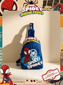 Marvel 1个官方授权图案斜挎包，男童休闲胸包，轻便可调节肩带胸包，卡通零钱包，适合男孩、年轻粉丝、学生，完美适用于日常上学、户外玩耍、主题公园游玩、假期旅行，方便携带零食。 - 彩色 - 查看 15