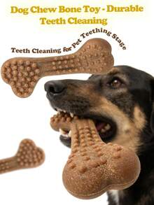 1个狗狗磨牙玩具，逼真的骨头形状，纹理表面设计，清洁狗狗牙齿，按摩牙龈，缓解出牙不适，预防口腔问题，让狗狗在享受咀嚼乐趣的同时保持口腔健康，适合各种体型的狗狗，是节日礼物、居家娱乐、互动游戏、户外活动、狗狗玩具、情人节送给爱宠的理想之选。 - 彩色 - 查看 1