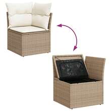 vidaXL 7-teiliges Garten-Sofa-Set mit Stauraum, beige und cremefarbenes Polyrattan - Beige - Übersicht 2
