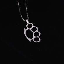 1件复古不锈钢指节铜环吊坠项链，朋克/哥特风格个性饰品，男女皆宜，适合派对、旅行、节日佩戴，亦可作为前卫浪漫的情人节配饰，Y2K风格 - 彩色 - 查看 2