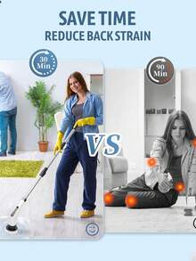 一套7个可替换刷头的电动旋转刷，无线电动清洁刷，带可调节长柄，可充电淋浴刷，适用于浴室、厨房、浴缸、瓷砖、淋浴房、汽车清洁，清洁用品 - 7合1 - 查看 8