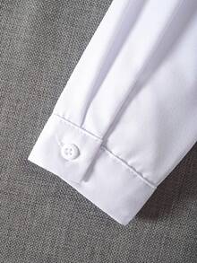2 bucăți de tricou elegant pentru băieți pre-adolescenți, stil școlar clasic, petrecere casual pentru întoarcerea la școală: tricou cu mânecă scurtă și cămașă albă formală cu mânecă lungă - alb - Vizualizare 7