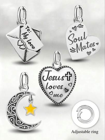 1pc Minimalist Unique 925 Sterling Silver Jesus Loves Me Heart Card Pendant, Delicate Jewelry Gift For Women And Men