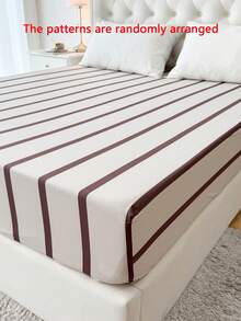 1件100%纯棉床笠，条纹水洗棉，天然质感，柔软舒适，适用于30厘米厚床垫，男女通用宿舍床上用品，学校宿舍装饰，简约卧室装饰 - 彩色 - 查看 8
