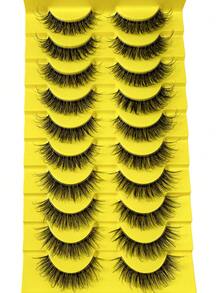 10 Pairs 2026 New Handmade Natural Lightweight Reusable False Eyelashes - Lightweight And Reusable, Creates Perfect Voluminous Effect - Transparent Lash Band With Criss-Cross Design, Essential For Eye Makeup - 073 - Cat Eye Lashes - View 5