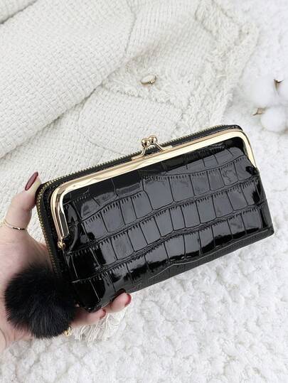 Mit Bommel-Charm, lange Geldbörsen aus PU-Leder, Reißverschluss & Verschluss-Geldbörse, multifunktionale Geldtasche mit großer Kapazität für Frauen, Münz- und Kartenhalter, leicht, modisch, Business-Reißverschluss-Kreditkarten, Business-Lässig, Lehrertag, Lehrergeschenke, für Jahrestag, für Geburtstag, für Damen, für Frauen, Büromitarbeiter