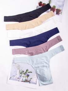 6-Piece Men's Ice Silk Thong - Low Waist, Semi Transparent, Invisible G-Shaped Underwear, Comfortable And Breathable - Mixed Colors - View 2