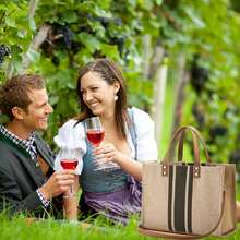 Women's Fashion Striped Canvas Tote Bag - Large Capacity Work Shoulder Bag, With PU Leather Strap, Professional Commuter Handbag, Fits Laptop, Tablet, Books, Stylish Choice For Work And School - Multicolor - View 11